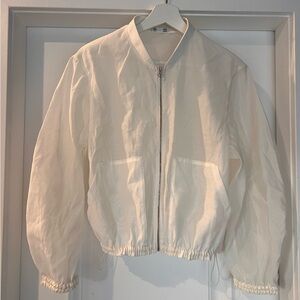 GU Cream Zip-Up Sheet Bomber Jacket Size L